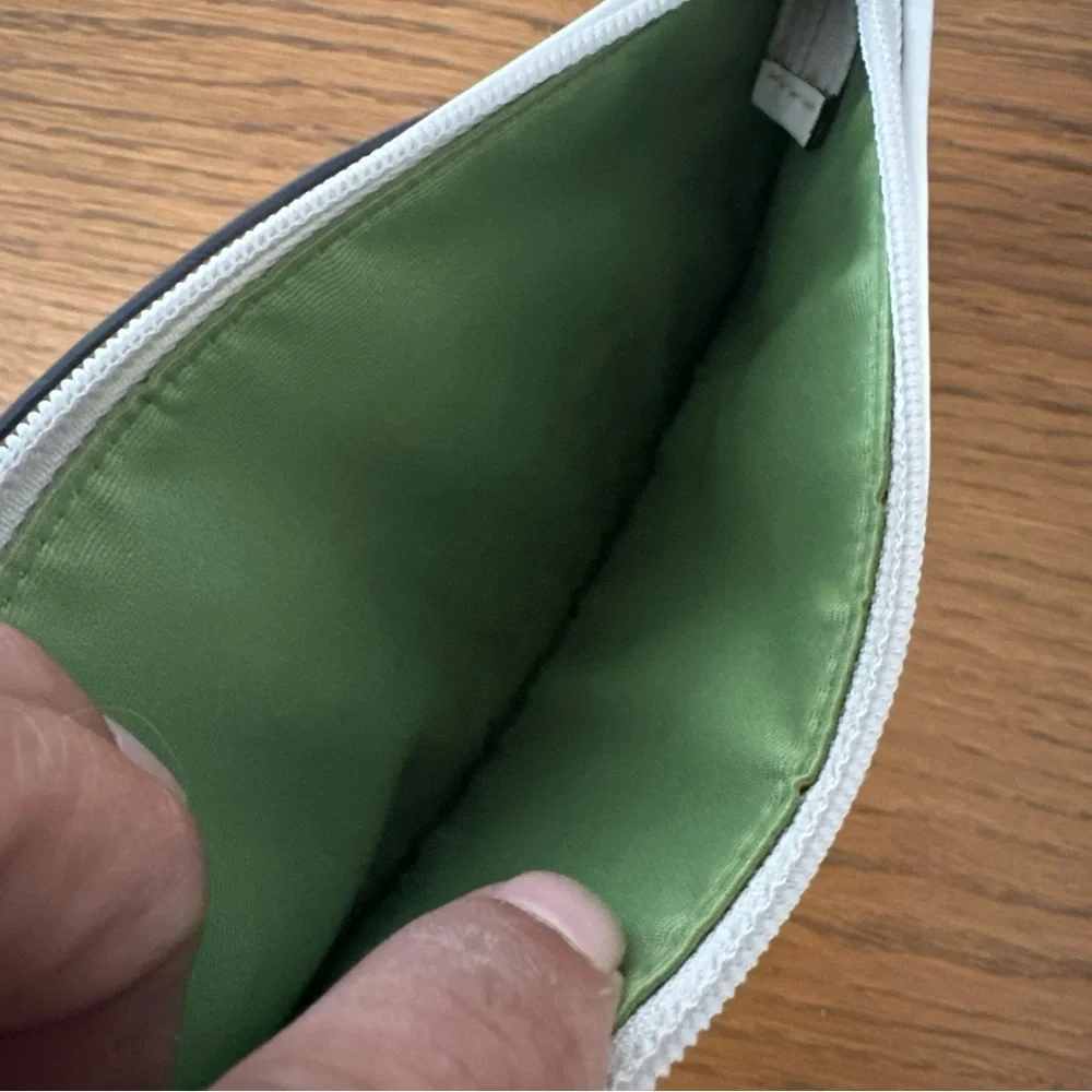 Coach Wristlet Pouch Floral Bumble Bee Crystals Burlap Leather Trim Zip Purse - Picture 9 of 15